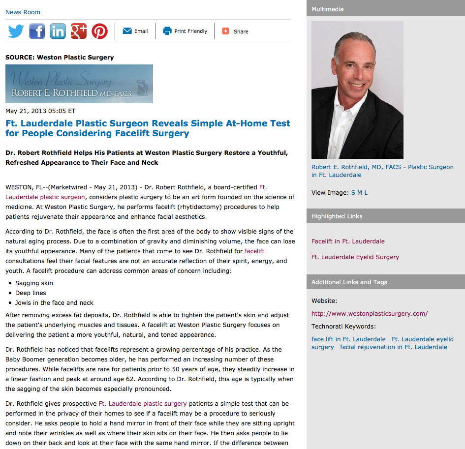 Ft. Lauderdale Plastic Surgeon Reveals Simple AtHome Test For People