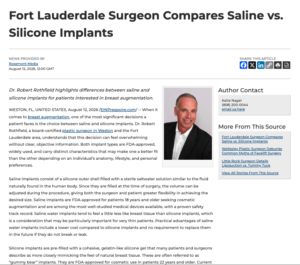 Fort Lauderdale plastic surgeon compares saline and silicone breast implants.